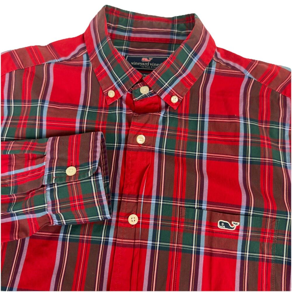 Vineyard Vines Classic Fit Tucker Shirt Men’s M Button Down L/S Plaid Stretch